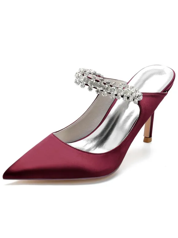 Chaussures de Mariage à Talons Hauts Femme avec Bout Pointu en Paillettes Unicolore