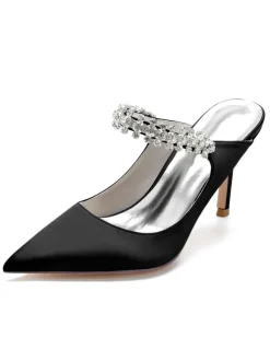 Chaussures de Mariage à Talons Hauts Femme avec Bout Pointu en Paillettes Unicolore