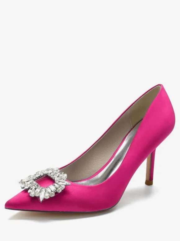 Chaussures de Mariage à Talons Hauts Femme avec Bout Pointu en Paillettes Unicolore