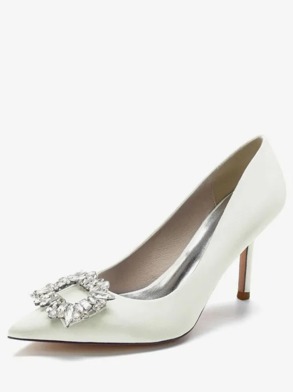 Chaussures de Mariage à Talons Hauts Femme avec Bout Pointu en Paillettes Unicolore