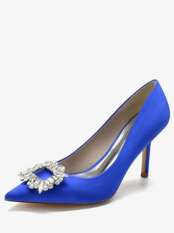 Chaussures de Mariage à Talons Hauts Femme avec Bout Pointu en Paillettes Unicolore
