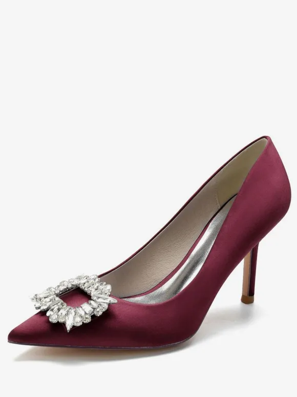 Chaussures de Mariage à Talons Hauts Femme avec Bout Pointu en Paillettes Unicolore
