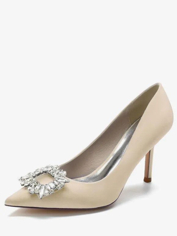 Chaussures de Mariage à Talons Hauts Femme avec Bout Pointu en Paillettes Unicolore