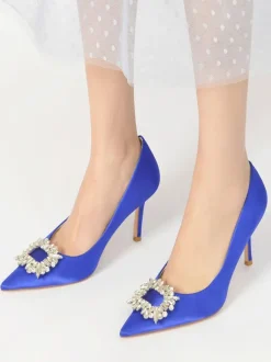 Chaussures de Mariage à Talons Hauts Femme avec Bout Pointu en Paillettes Unicolore