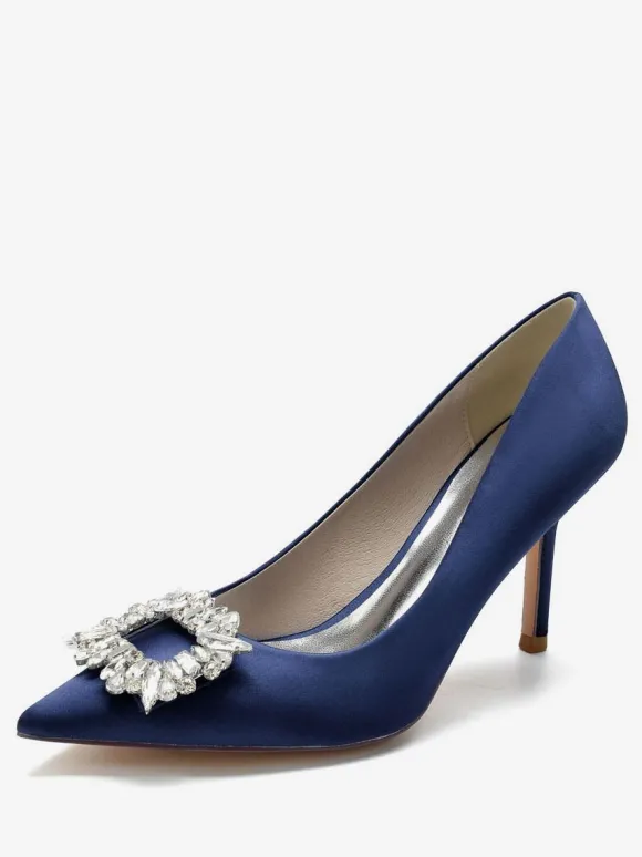 Chaussures de Mariage à Talons Hauts Femme avec Bout Pointu en Paillettes Unicolore