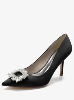 Chaussures de Mariage à Talons Hauts Femme avec Bout Pointu en Paillettes Unicolore