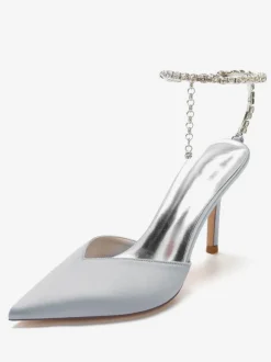 Chaussures de Mariage à Talons Hauts Femme avec Bout Pointu en Paillettes Unicolore