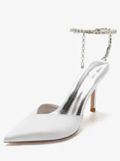Chaussures de Mariage à Talons Hauts Femme avec Bout Pointu en Paillettes Unicolore