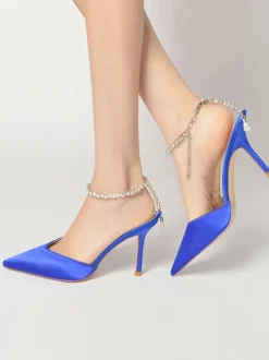 Chaussures de Mariage à Talons Hauts Femme avec Bout Pointu en Paillettes Unicolore
