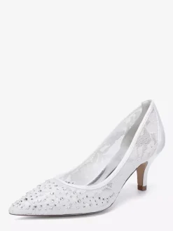 Chaussures de mariage en dentelle à bout pointu et talon chaton pour la mère des demoiselles d'honneur