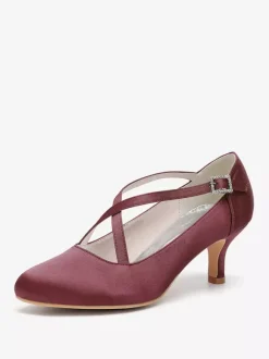 Chaussures de mariage en satin à bout rond et à talons croisés