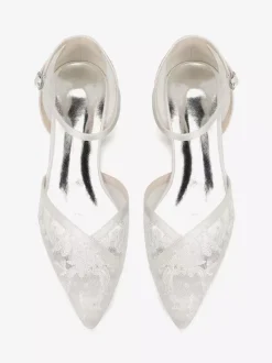 Chaussures de mariage en dentelle chaussures de mariée plates à bout pointu