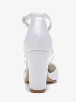 Chaussures de mariage Escarpins de mariée femme bride fleur en satin à bout pointu