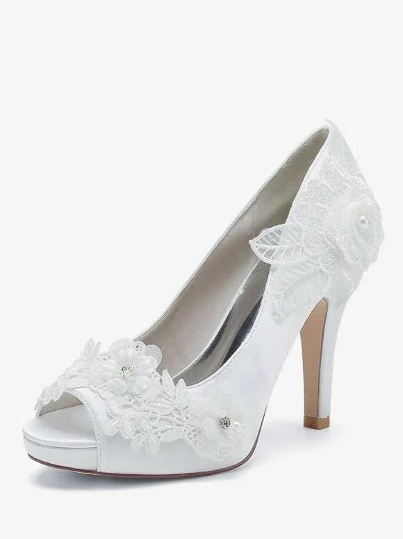 Chaussures de mariage Escarpins de mariée Satin Peep Toe