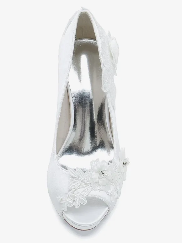 Chaussures de mariage Escarpins de mariée Satin Peep Toe