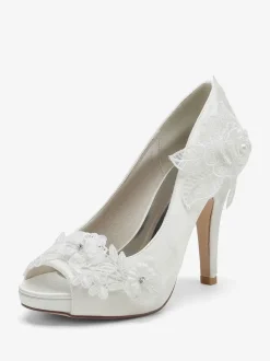 Chaussures de mariage Escarpins de mariée Satin Peep Toe