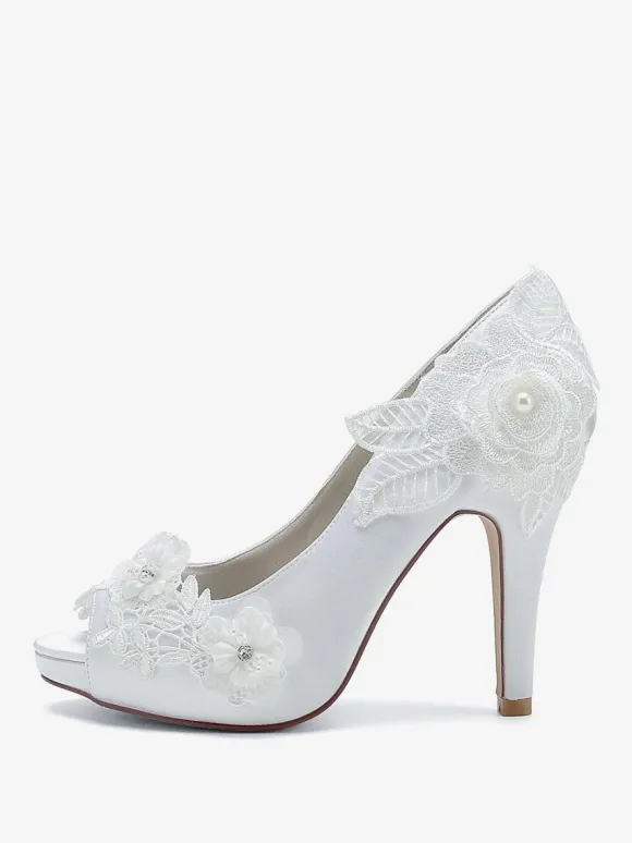 Chaussures de mariage Escarpins de mariée Satin Peep Toe