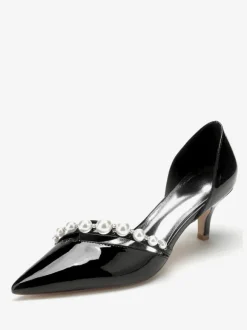 Chaussures De Mariage Escarpins De Mariée Vernis Bout Pointu Perles