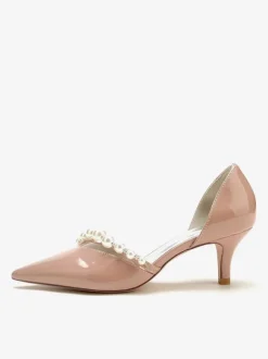 Chaussures De Mariage Escarpins De Mariée Vernis Bout Pointu Perles