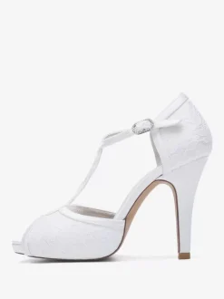 Chaussures de mariage Escarpins de mariée Dentelle Peep Toe Brodé