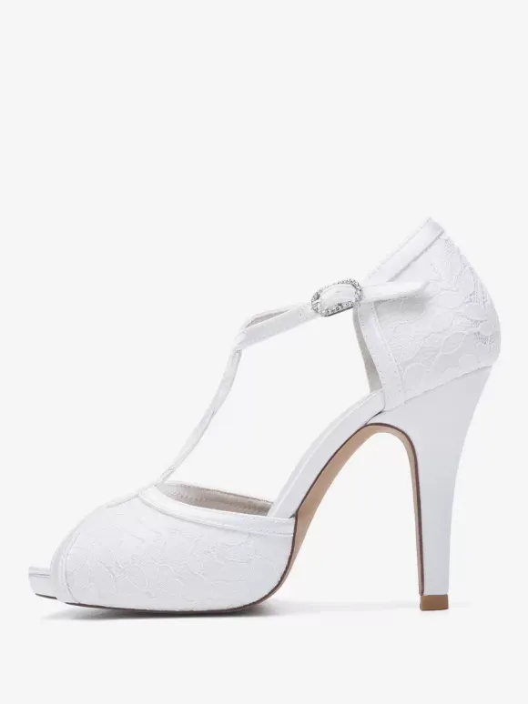 Chaussures de mariage Escarpins de mariée Dentelle Peep Toe Brodé