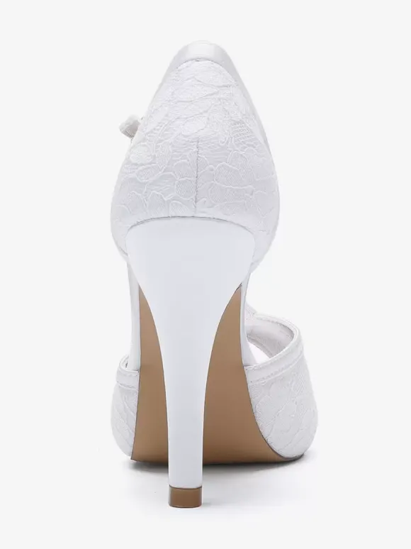 Chaussures de mariage Escarpins de mariée Dentelle Peep Toe Brodé