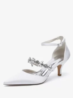 Chaussures de mariage Escarpins de mariée Satin Bout pointu Strass