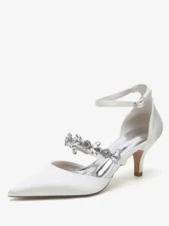 Chaussures de mariage Escarpins de mariée Satin Bout pointu Strass