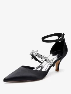 Chaussures de mariage Escarpins de mariée Satin Bout pointu Strass