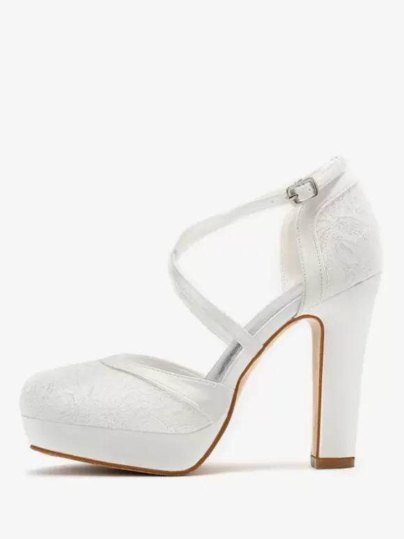Chaussures de mariage Escarpins de mariée à bout rond brodés