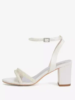 Chaussures de mariage ivoire à talons épais et perles