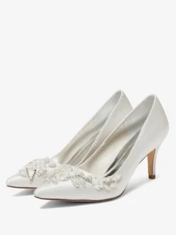 Chaussures de mariage ivoire chaussures de mariée à bout pointu et strass