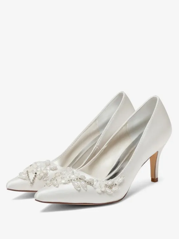 Chaussures de mariage ivoire chaussures de mariée à bout pointu et strass