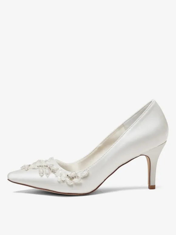 Chaussures de mariage ivoire chaussures de mariée à bout pointu et strass