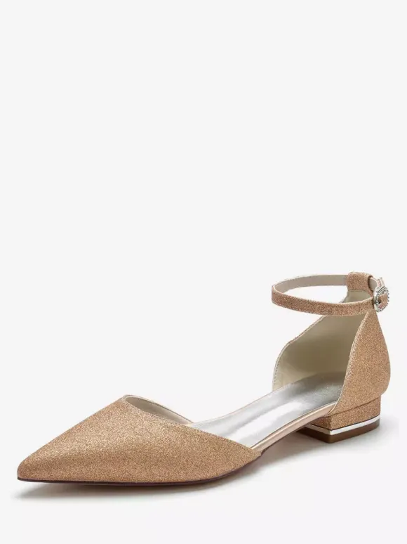 Chaussures de Mariage Plate Femme avec Bout Pointu Unicolore