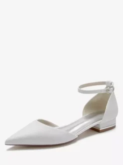 Chaussures de Mariage Plate Femme avec Bout Pointu Unicolore