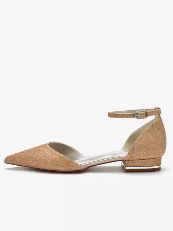 Chaussures de Mariage Plate Femme avec Bout Pointu Unicolore
