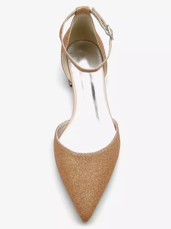 Chaussures de Mariage Plate Femme avec Bout Pointu Unicolore