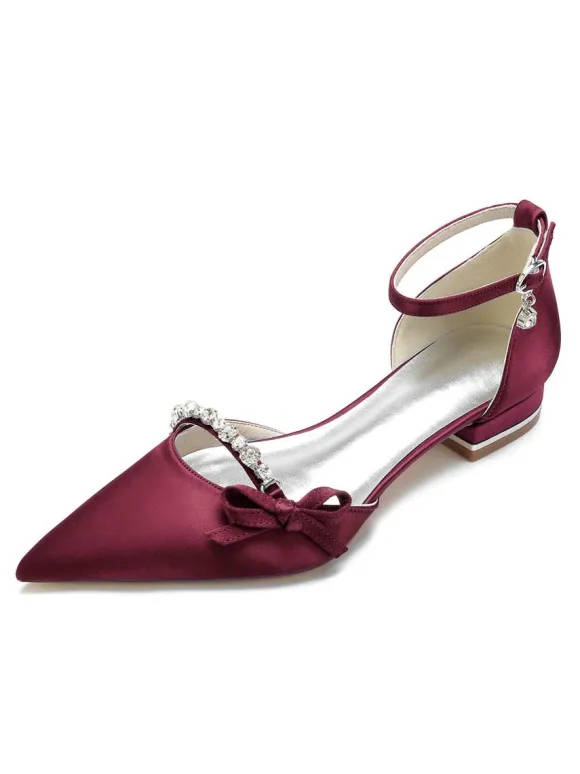 Chaussures de Mariage Plate Femme avec Bout Pointu en Paillette Unicolore