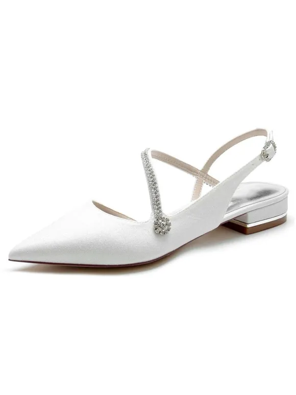 Chaussures de Mariage Plate Femme avec Bout Pointu Unicolore