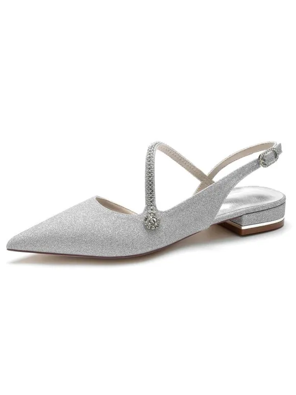 Chaussures de Mariage Plate Femme avec Bout Pointu Unicolore