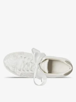 Chaussures de mariage pour femmes en toile à bout rond chaussures de baskets de mariée plates