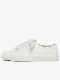 Chaussures de mariage pour femmes en toile à bout rond chaussures de baskets de mariée plates