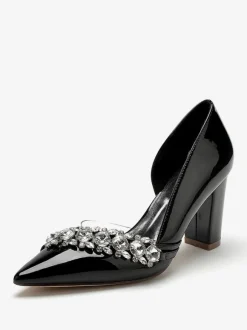 Chaussures De Mariage Sandales De Mère De Mariée Vernis Haut Bout Pointu Strass