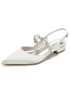 Chaussures de Mariages à Plate avec Bout Pointu en Paillette Unicolore