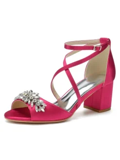 Chaussures de Mariages Femme à Talons Hauts avec Bout Ouvert Unicolore