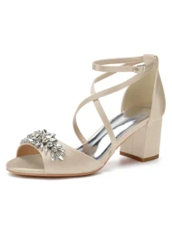 Chaussures de Mariages Femme à Talons Hauts avec Bout Ouvert Unicolore