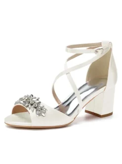 Chaussures de Mariages Femme à Talons Hauts avec Bout Ouvert Unicolore