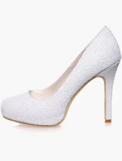 Chaussures de mariée à talons en tissu de paillettes talons couverts