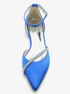 Chaussures de mariée Ballerines de mariée Soie et satin Bout pointu Strass